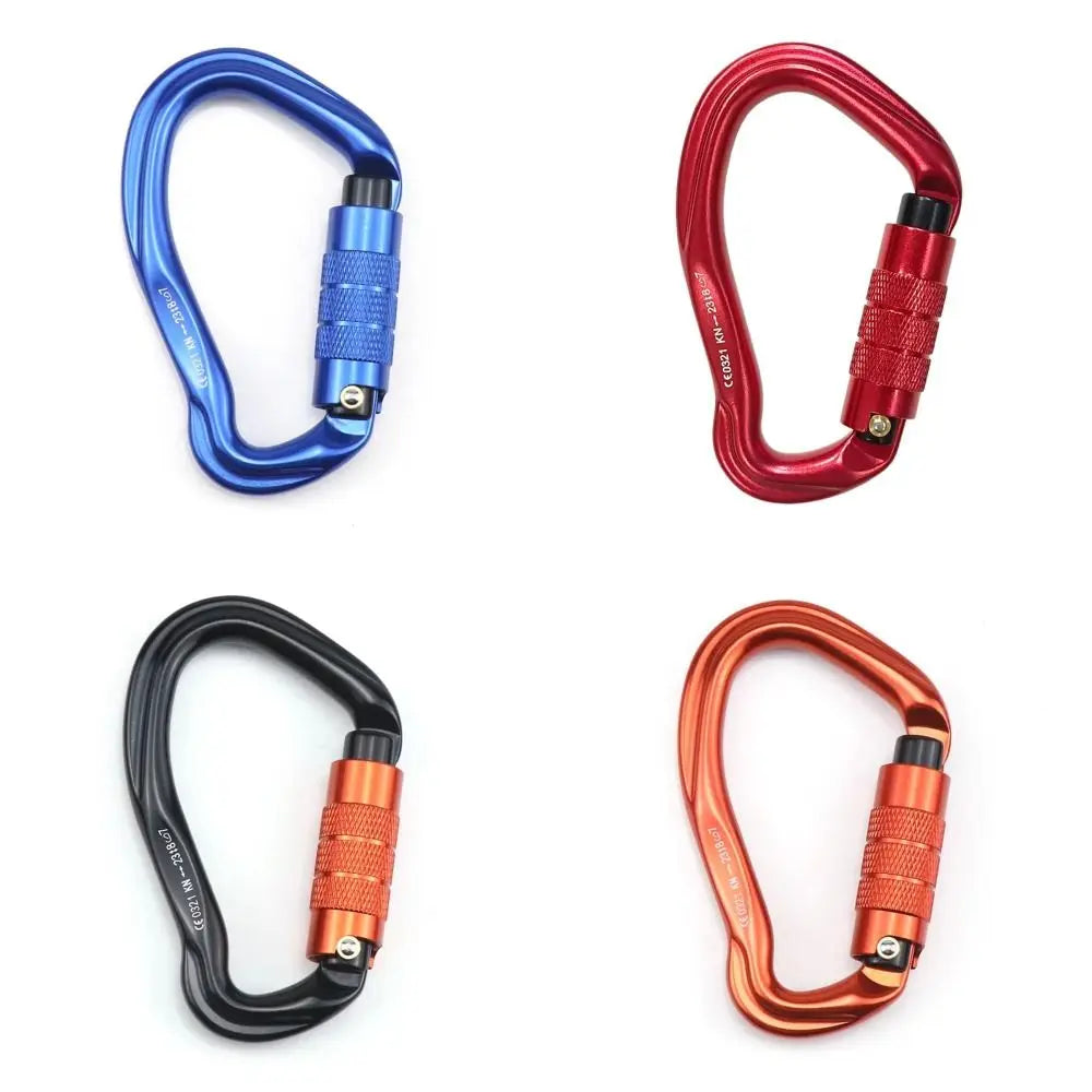 7075 Aviation Aluminum Safety Auto Lock Buckle 23KN Pear-shaped Professional Carabiner Durable Sturdy Outdoor Sports Buckle Vue