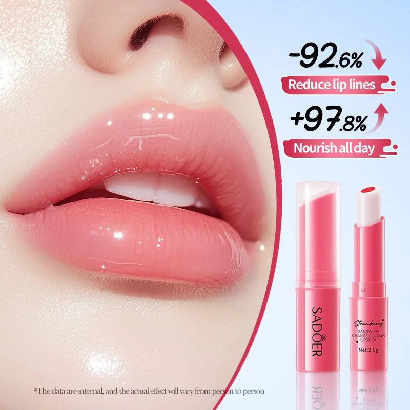 Color-Changing Hydrating Lip Balm, Moisturizing and Hydrating Lip Balm That Changes Color with Temperature, a Moisturizing Touch for Your Lips, the Color Will Change According to the Temperature of Your Lips, Delicately Cares Vue