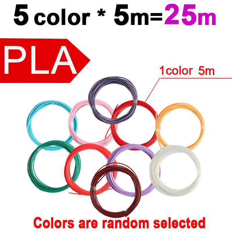 Colored PLA Filament for 3D Pen Printing 32 Colors 25M 30M 36M 50M 100M 200M Safe Plastic Refill for 3D Children's Printing Pen Vue 25M PLA