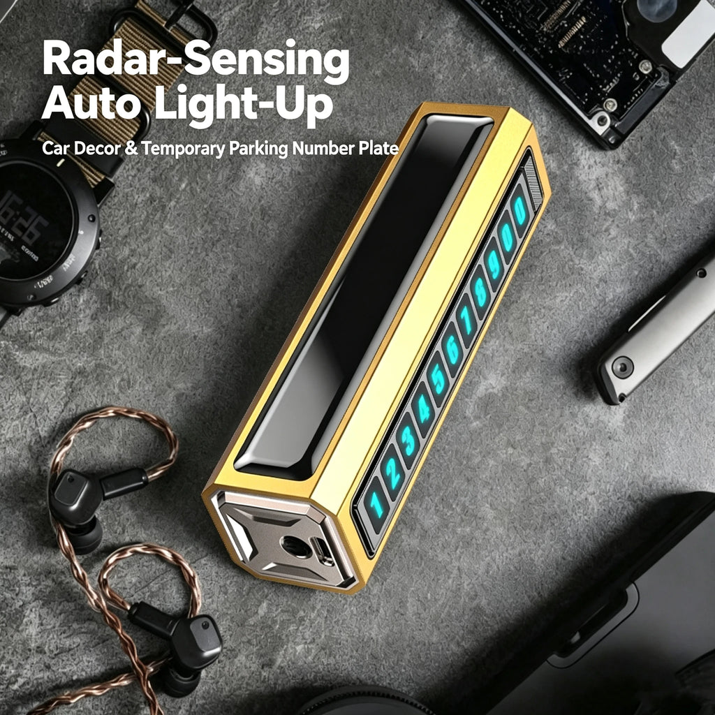 Solar Car Phone Number Plate Led Lighting Temporary Parking Card Hidden Plates Car Park Stop Multiple Number Parking Gadgets Vue