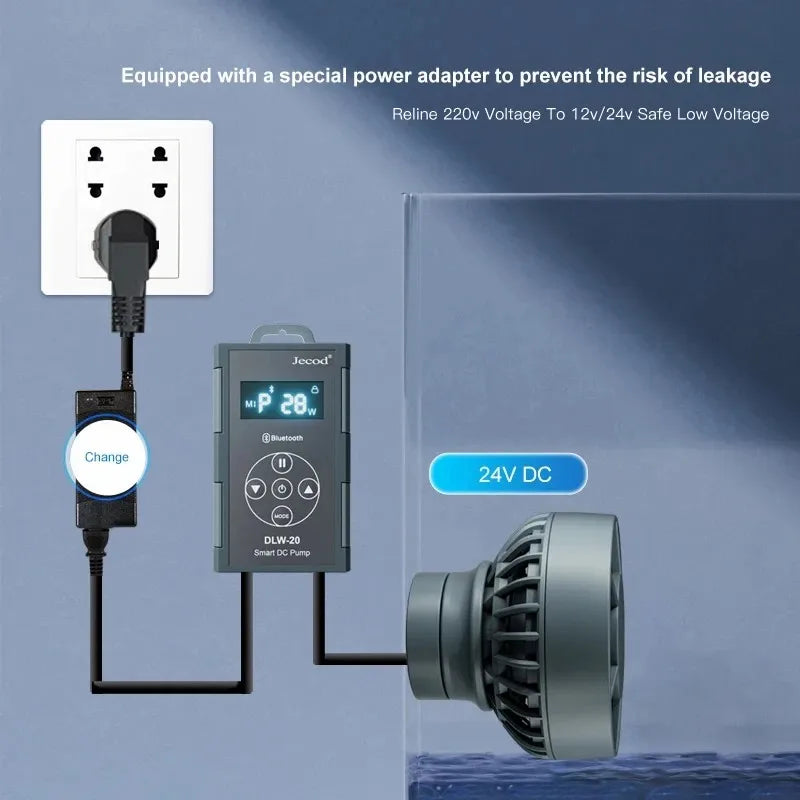 Jebao Jecod Smart Bluetooth Aquarium Wave Pump DLW DWP Series App Control DC Saltwater Fish Tank Intelligent Mute Water Pump Vue