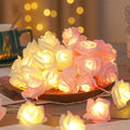 1PC 1.5M10LED/3M20LED artificial rose string light,powered by AA batteries(excl),used for room and Valentine's Day decoration Vue Pink and White 1PC 1.5M10LED