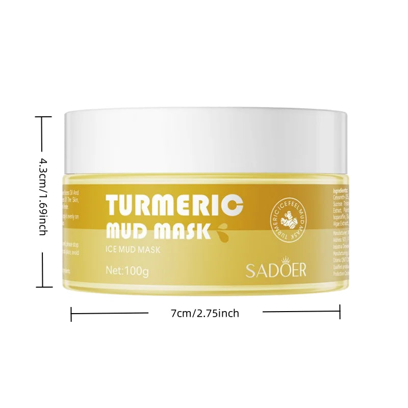 100g Turmeric Mud Mask, Containing Ginger Peel Skin Care Ingredients, Provides Delicate Hydration, Freshens and Moisturizes, Offering Nourishing Care for Dry Skin, Making It Soft, Smooth, and Delicate. Vue