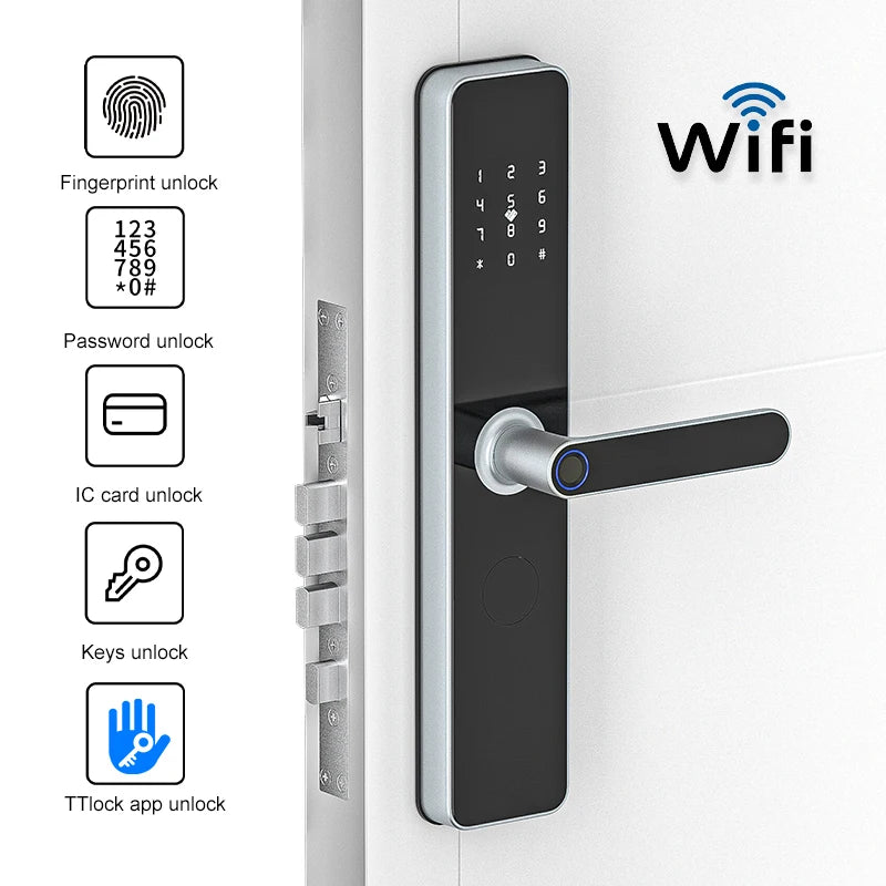 New TTlock WiFi Remote Unlock Keyless Security Electronic Fingerprint Digital Smart Locks for Apartments Office Vue