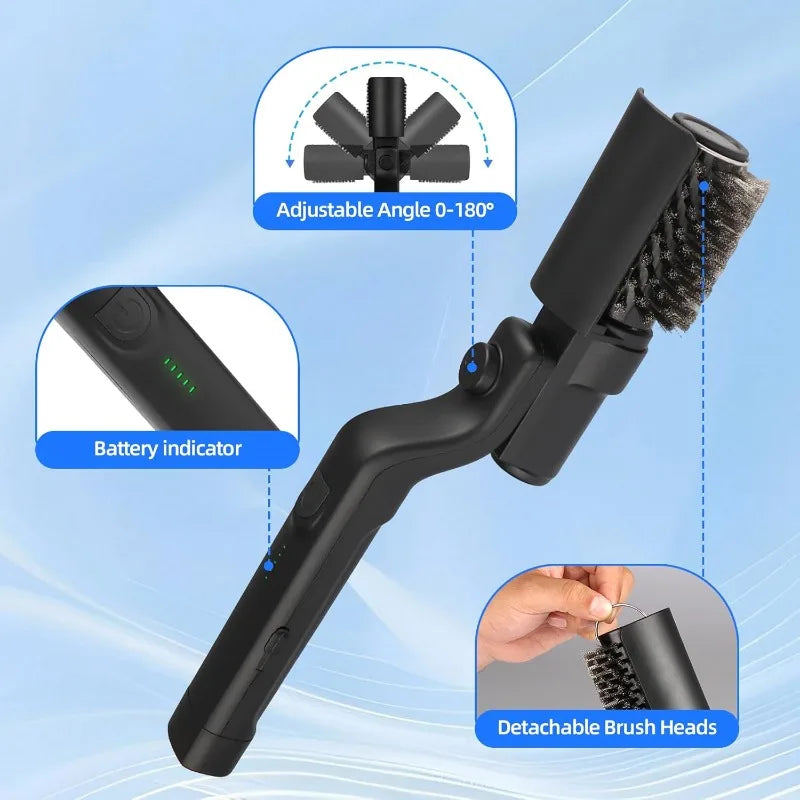 Electric Grill Brush 2 in 1 Cordless Rechargeable Grill Cleaning Brush Stainless Steel Brush Head 3-Speed Power for BBQ Grates Vue