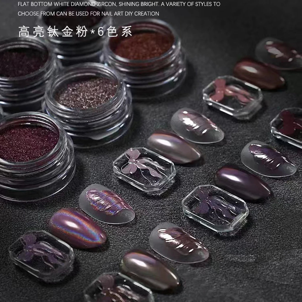 1/6pcs High brightness titanium gold powder fine shining sparkling 6 colors rubbing gel polish nail art dIY creation Vue
