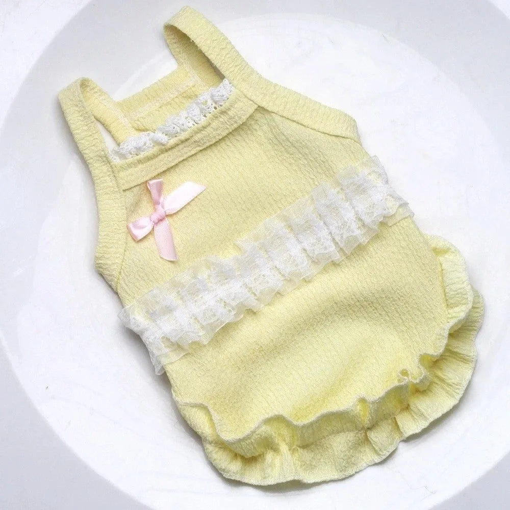 Fashion Breathable Pet Tank Top Floral Lace Lightweight Dog Dresses Princess Sleeveless Puppy Sling Skirt Summer Daily Wear Vue