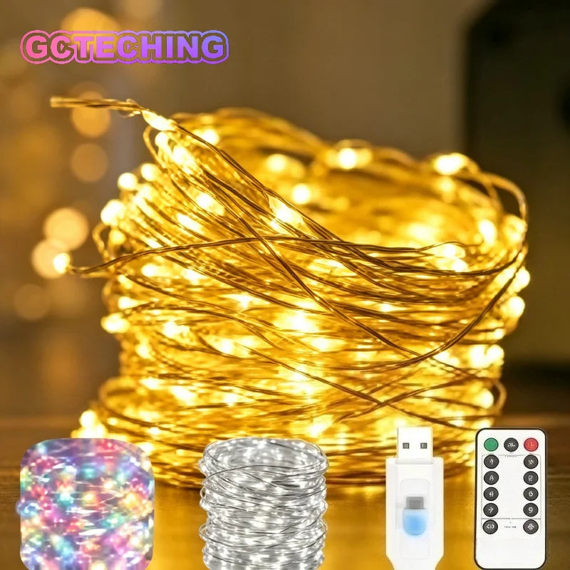 USB LED String Lights 8 Modes with Remote Control Fairy Lights for Christmas Tree Wedding Party Home Decoration Vue