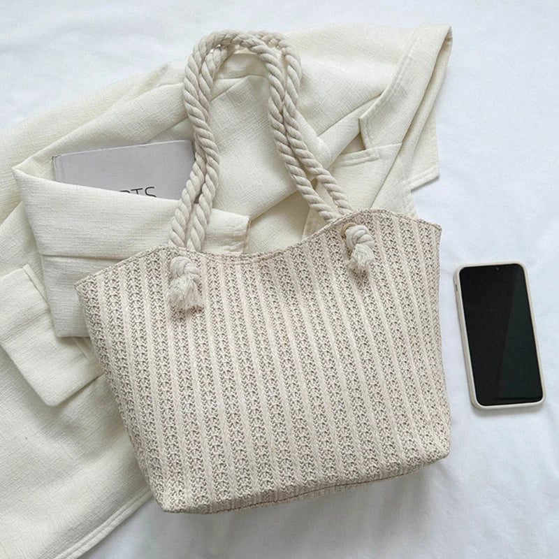Luxury Design Women Raffia Straw Bag Large Capacity Knitted Tote
