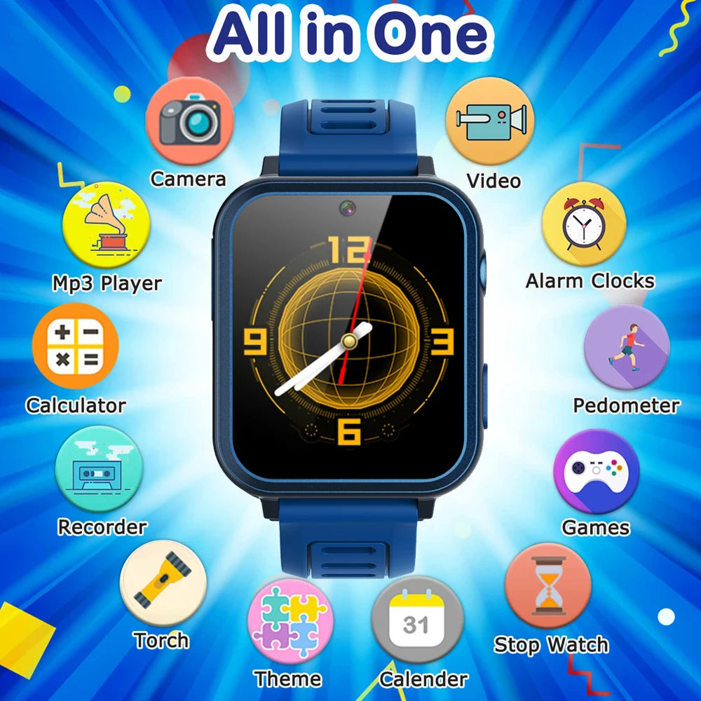 Children's Wristwatch 24 Games Kids Smart Watch Music Play Pedometer Tracker Time Display Video Audio Record Torch Smartwatch Vue