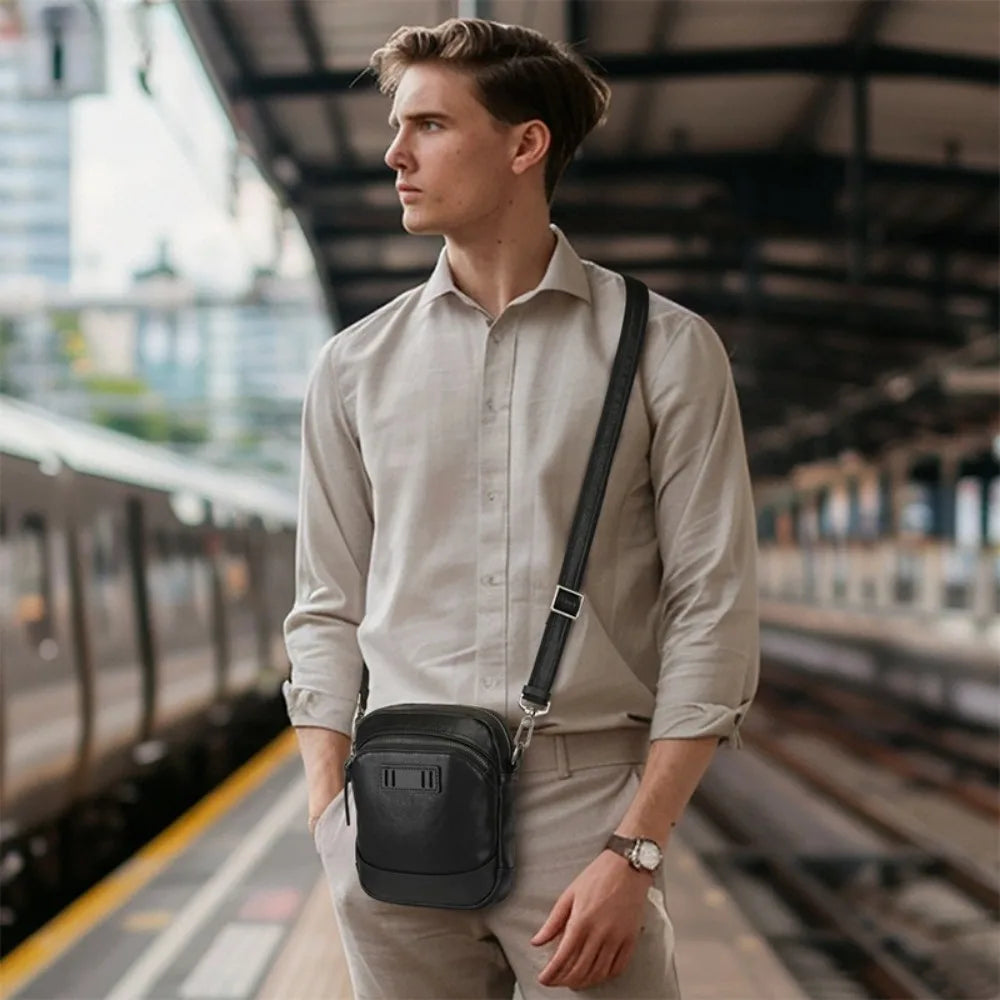 Men's Carry-on Small Satchel Mobile Phone Bag Business Leather High-end Shoulder Bag Messenger Bag Men's Small Bag Vue