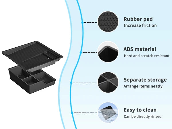 Smabee for Chevy Silverado EV 2024-2026 Car Double Layer Center Storage Tray Dual Layer Console Insert Tray Accessories Vue