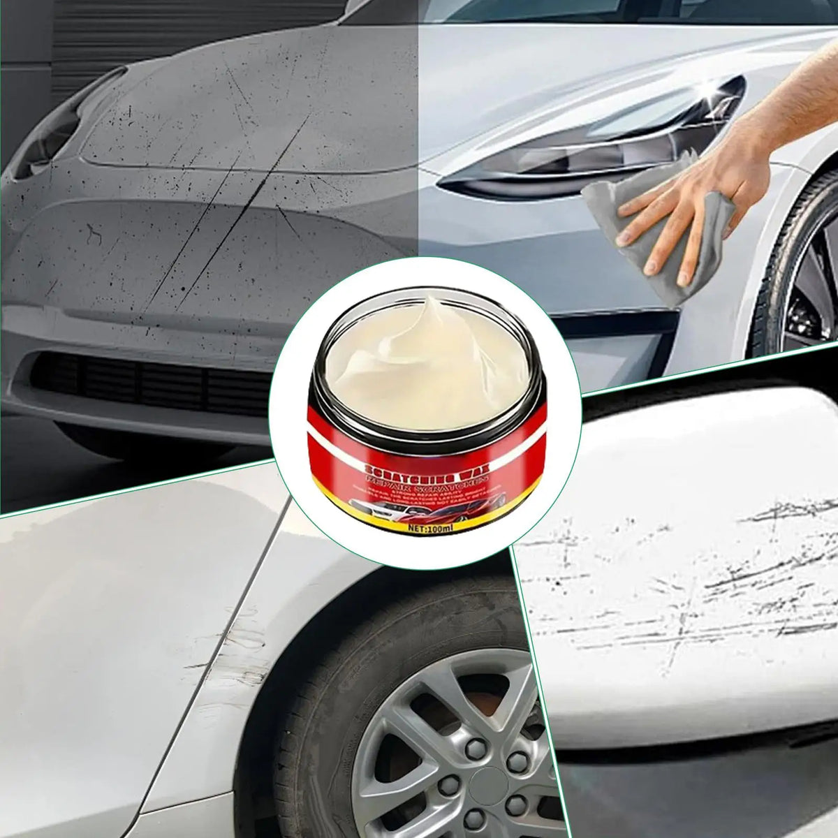 Car Scratch Remover & Repair Kit,100ml Long-Lasting Paint Eraser with Sponge, Auto Exterior Coating Polishing for Swirls Scratch Vue