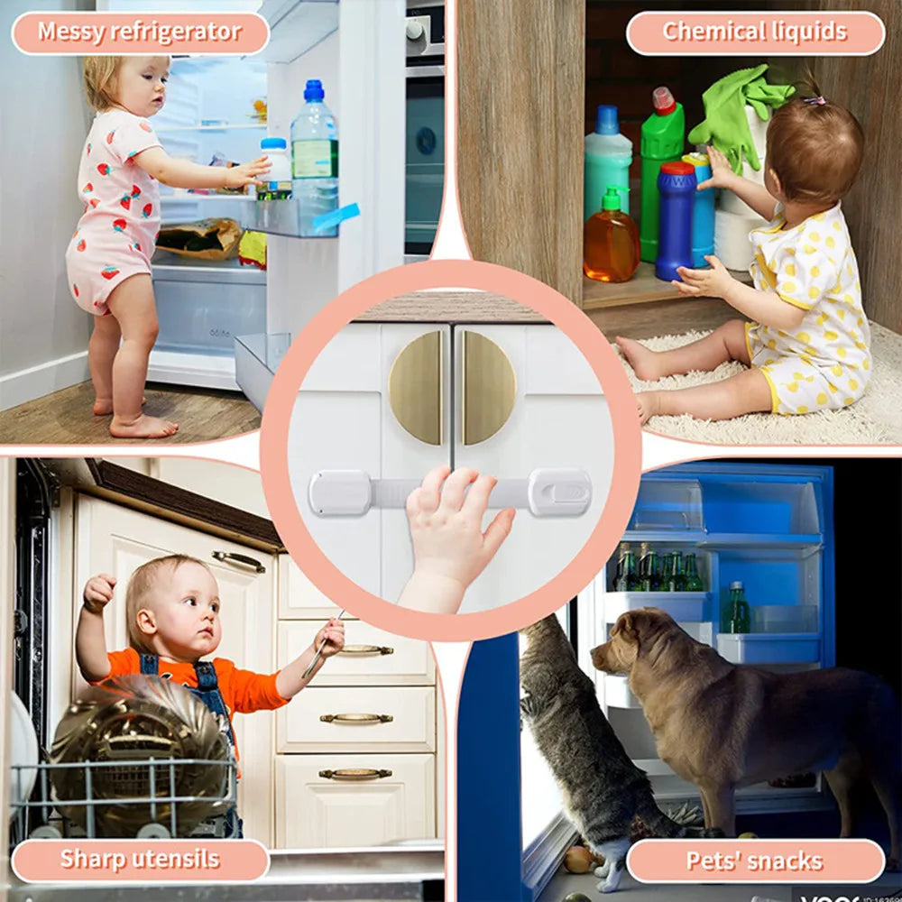 Child Safety Cabinet Lock Protector Drawer Door Cabinet Lock Plastic Protection Kids Safety Door Lock Vue