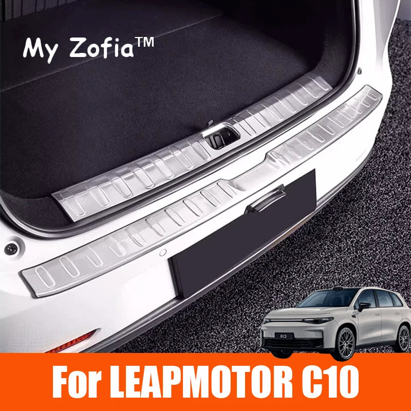 For Leapmotor C10 2024 2025 Car Stainless Steel Rear Trunk Scuff Plate Cover Protector Sill Trunk Tread Plate Trim Accessories Vue