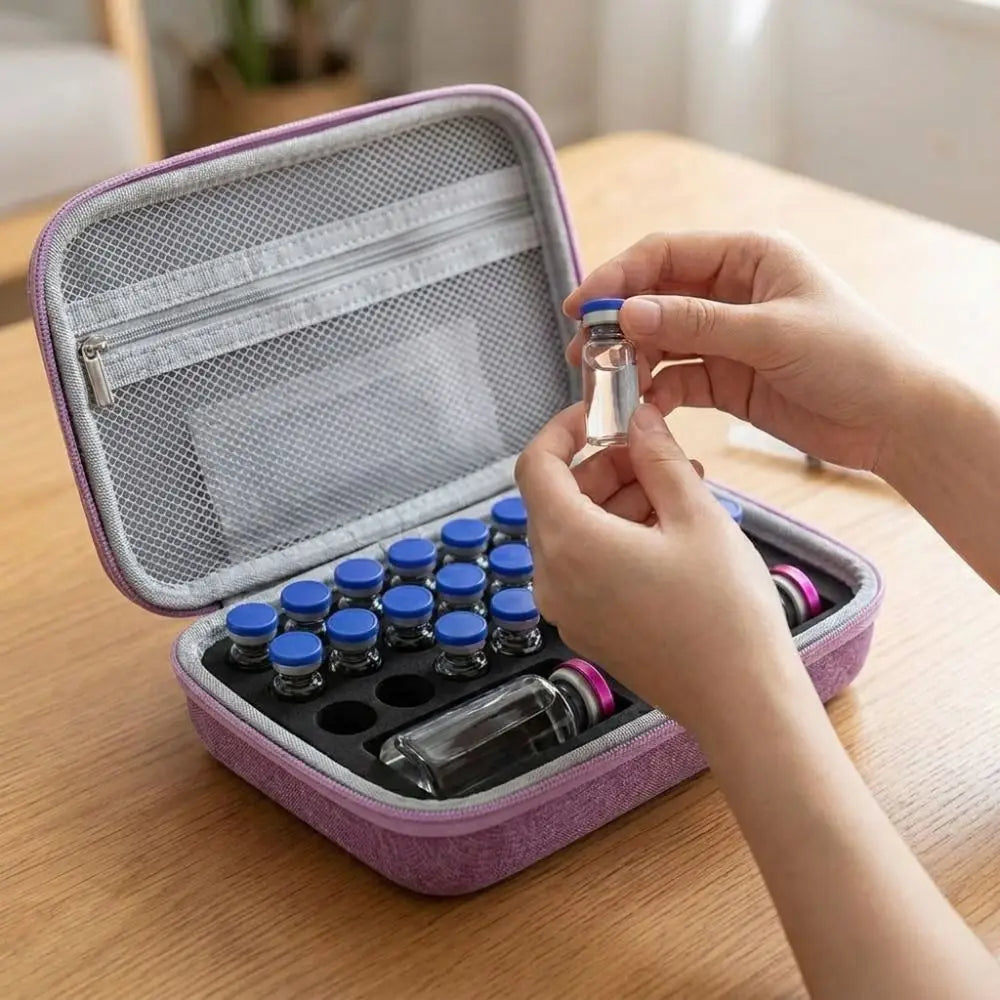Multiple Slots Insulin Vials Storage Case Waterproof EVA Peptide Storage Case Large Capacity Wear-resistant Vue