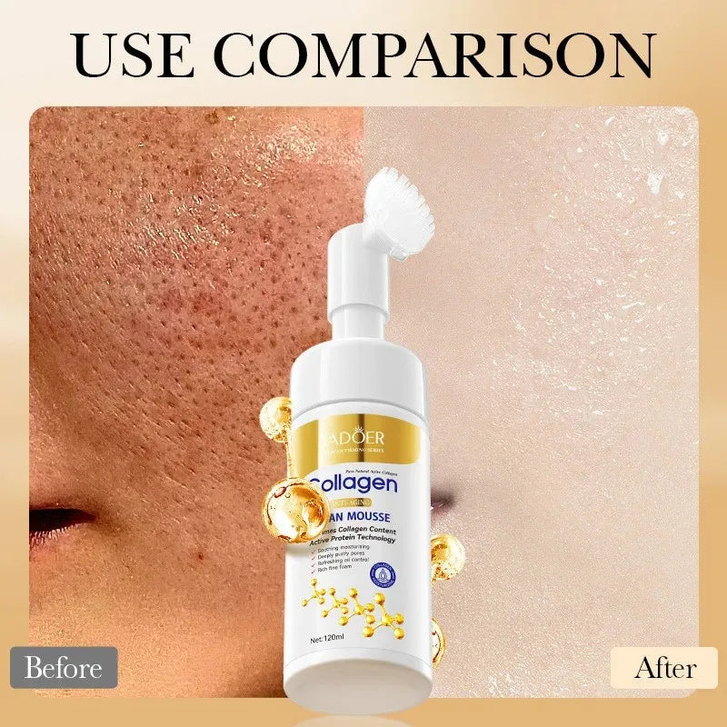 Sadoer Collagen Facial Cleanser Mousse Deep Cleansing Skincare Moisturizing Firming Face Wash Foam Cleanser Skin Care Products Vue