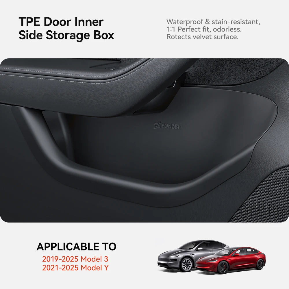 YZ For Tesla Model Y Juniper Model 3 Highland Door Side Storage Box Full-Cover Front and Rear Interior Storage Box Accessories Vue