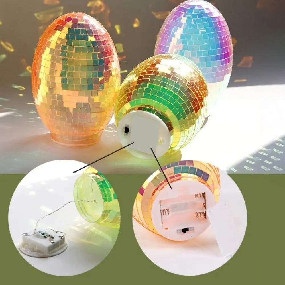 Easter Theme Glass Disco Egg Ball Decorative Shimmering Effect Reflective Mirror Ball Adorable Easter Egg Decorations Vue