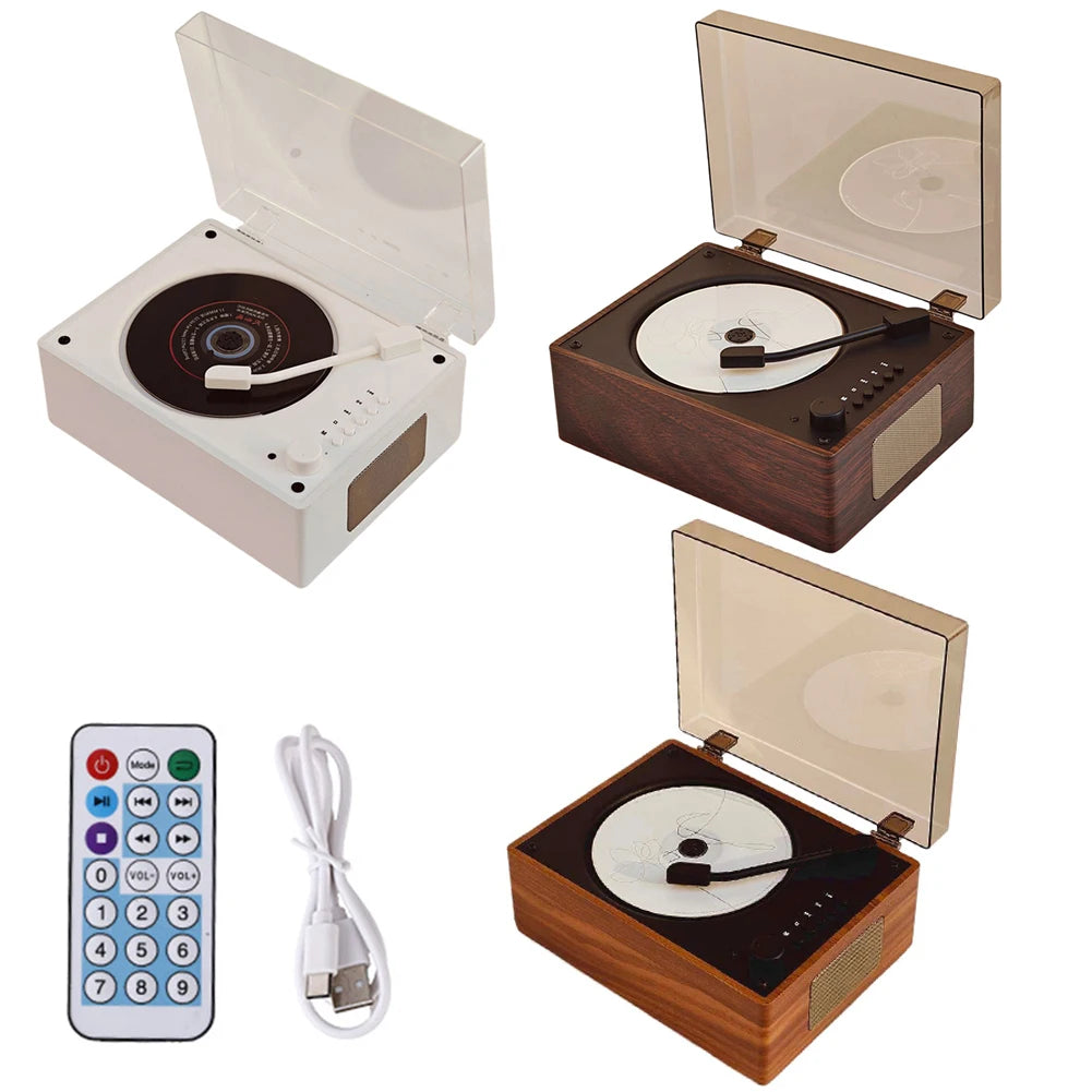 Portable Vintage CD Player Bluetooth5.0 Music Speaker 2000mAh Rechargeable 10M Remote Control CD/USB/AUX Home Decor Party Player Vue