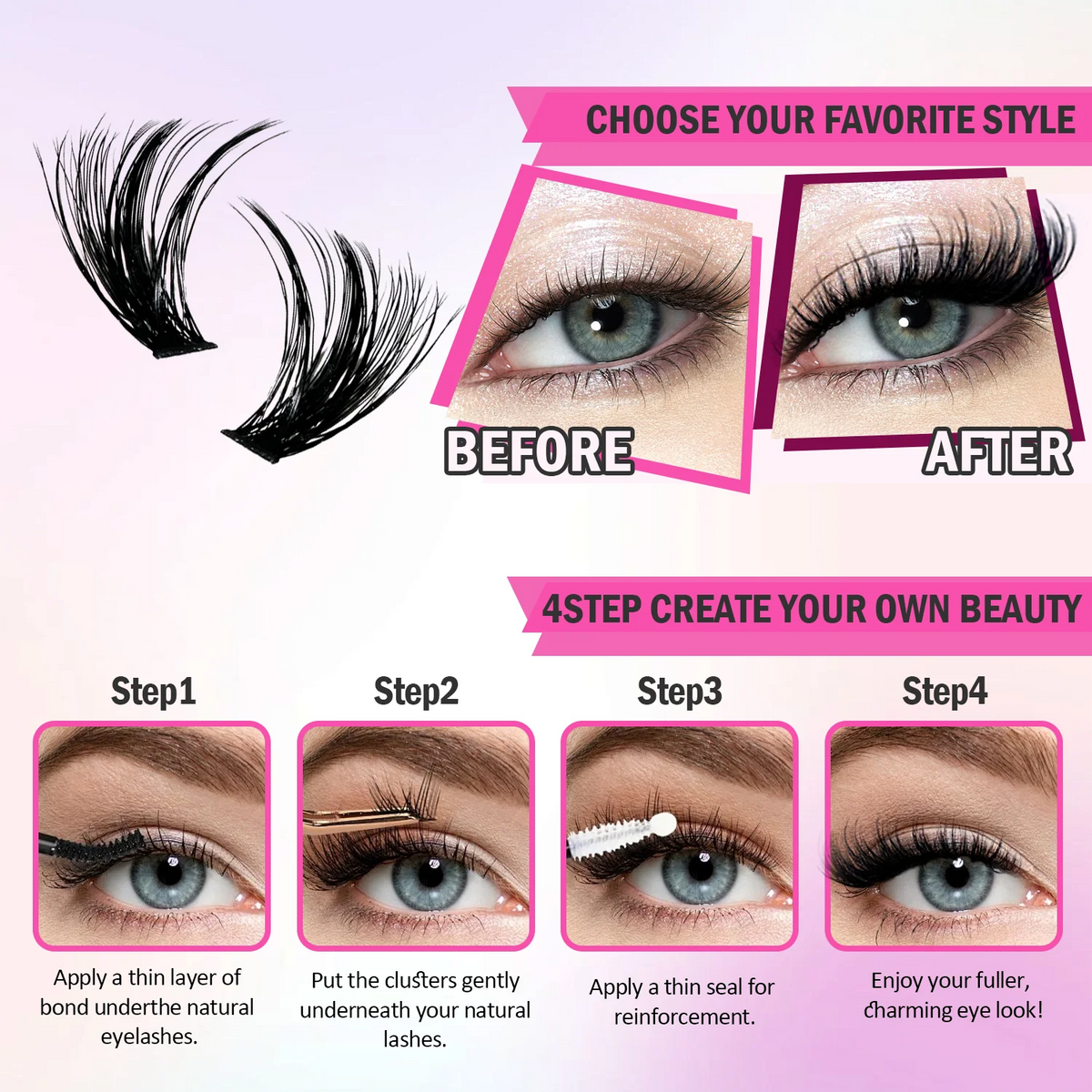 Waterproof Lash Sealant for Cluster Lashes, Long-Lasting Clear Coating, Strong Hold & Odorless Vue