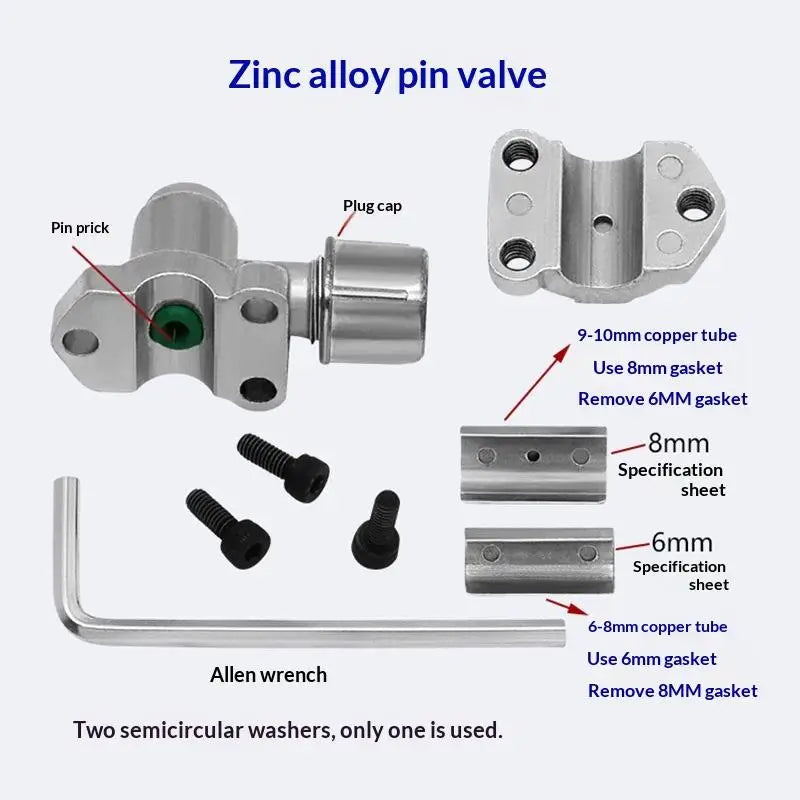 Zinc Alloy Piercing Valve Tap Kit For 6-10mm Copper Tube Refrigeration AC System Repair Vue