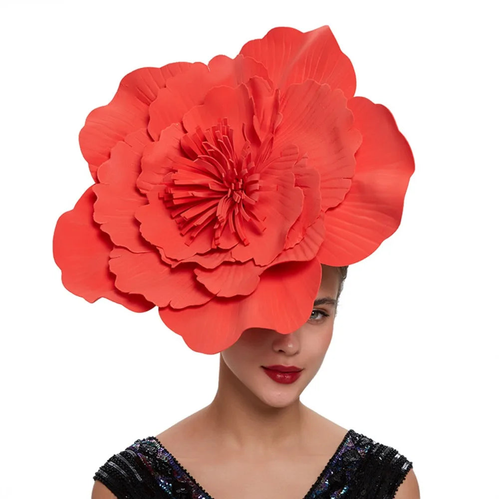 Fashion Feathers Bridal Hair Band Makeup Prom Large Flower Bow Hat