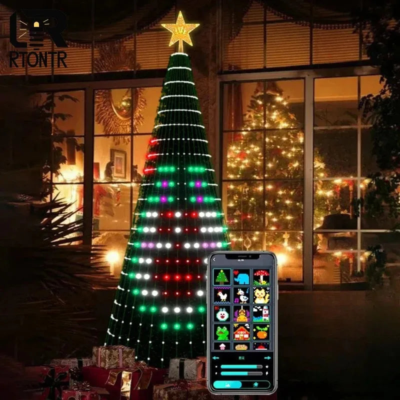 LED Christmas Tree Star Lights, Smart RGB Color Changing Holiday Lighting with Bluetooth APP Remote Music Sync Timer Vue