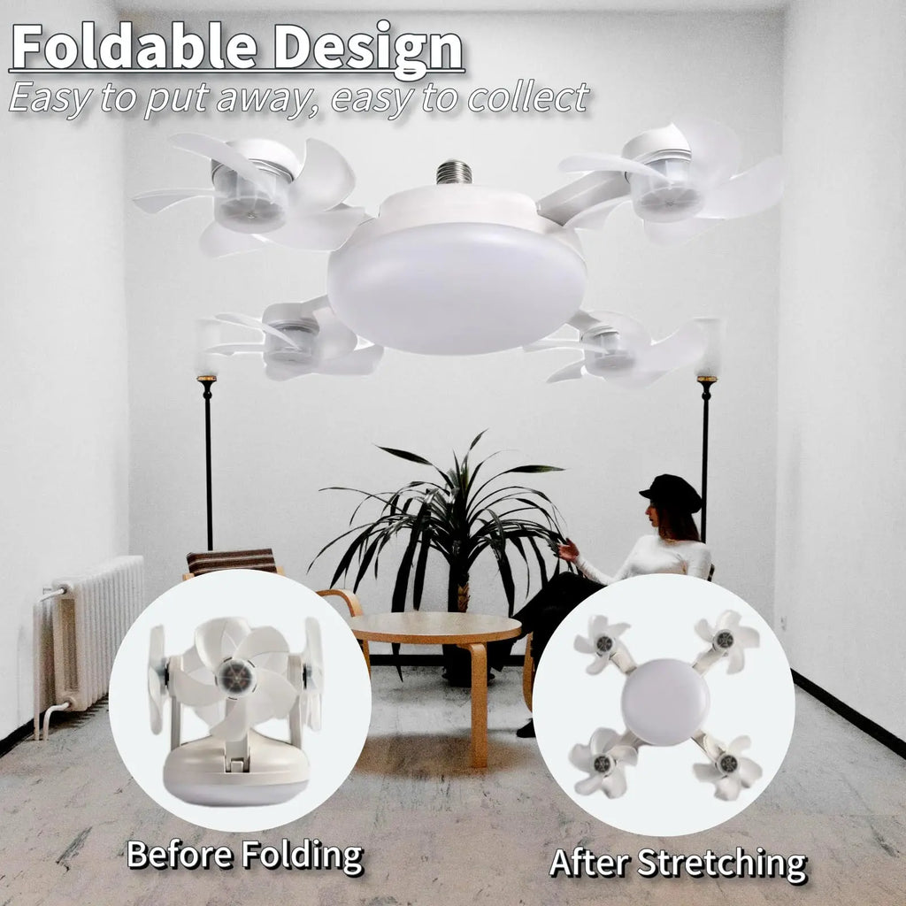 Screw in Ceiling Fan with Remote Control Light Bulb Dimmable 3 Color Temperatures & 3 Wind Speeds for Bedroom, Kitchen (4 Head) Vue Default Title