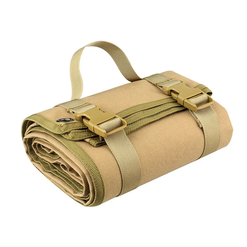 Outdoor Tactical Camouflage Shooting Mat Thickened Camping Tourism Hiking Moisture-proof Mat Portable Waterproof Floor Mat Vue khaki