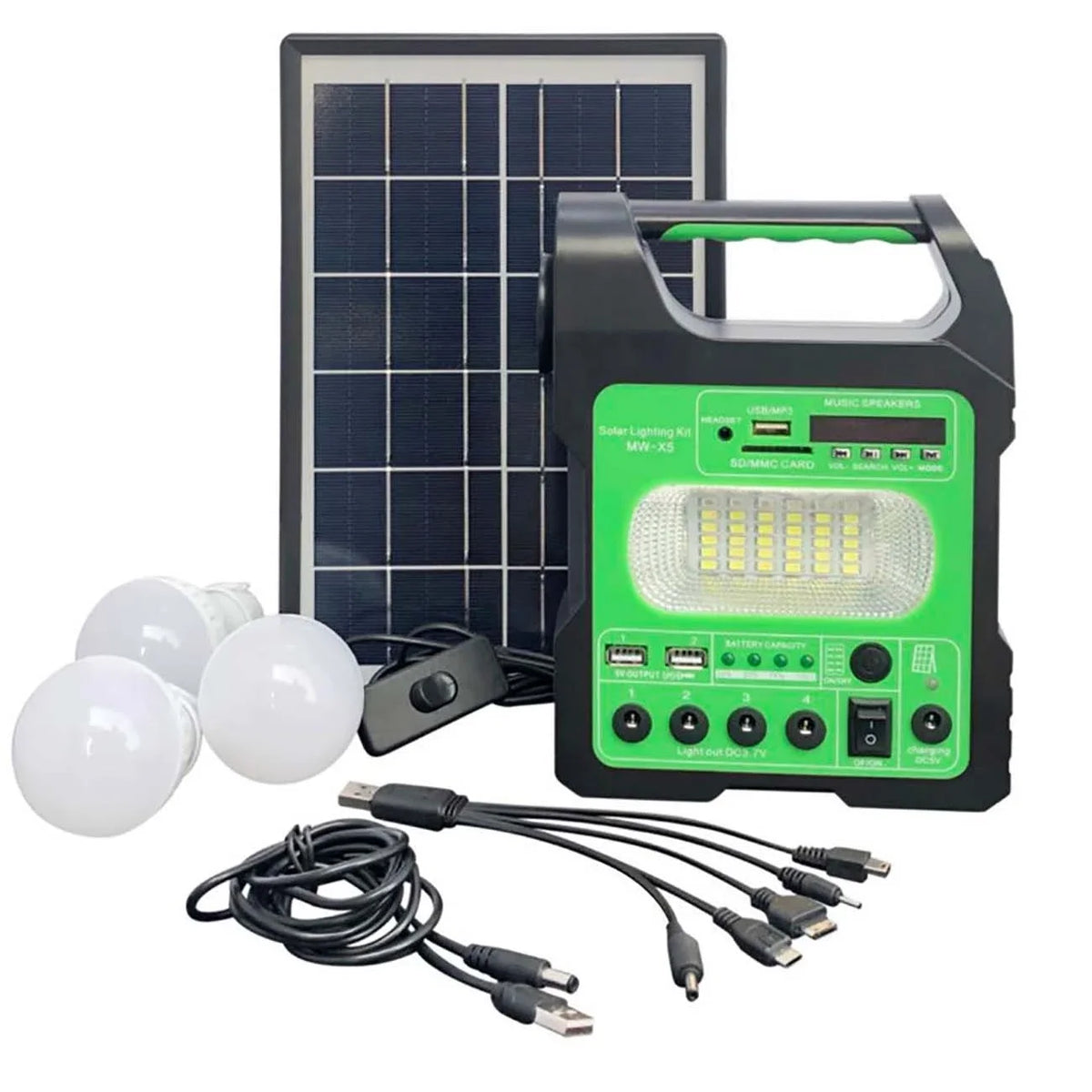 6W Portable Solar Generator Kit with 3 LED Bulbs – Camping Portable Solar Generator Vue