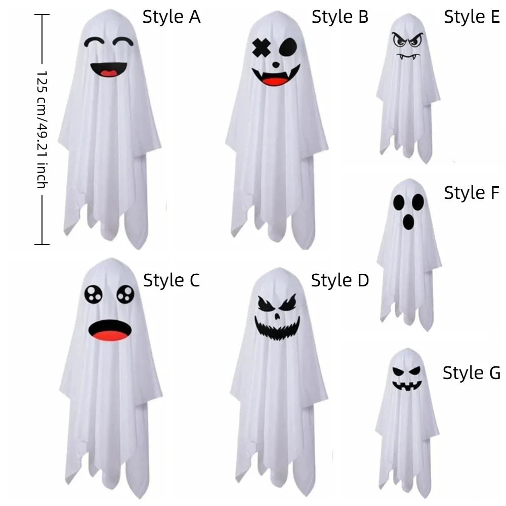 Scary Spooky Halloween Hanging Ghost Decor White Creative Flying Spooky Ghost Eerie Front Door Hanging Courtyard Decor Vue