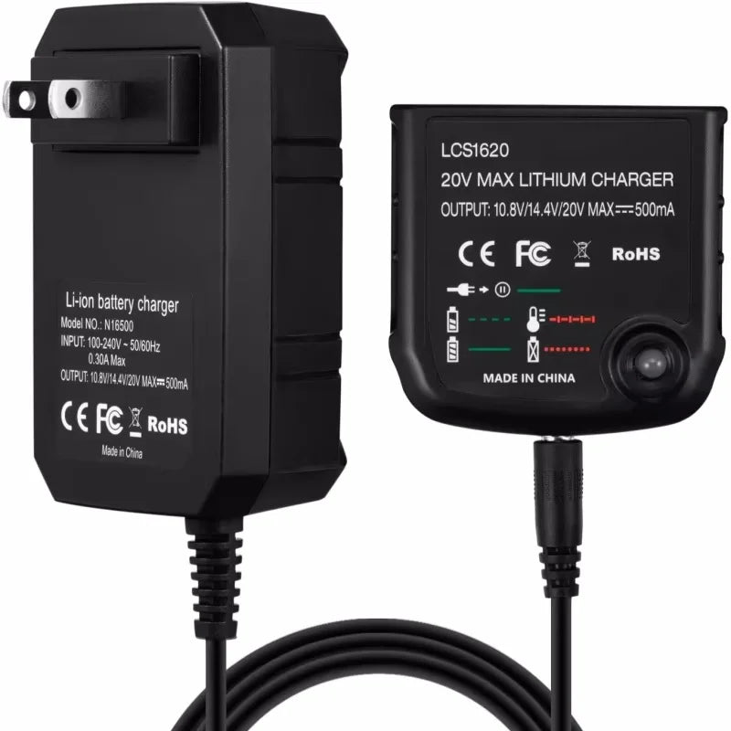 LCS1620 Lithium Battery Charger for BLACK & DECKER Rechargable Battery Charger 20V for LBXR20 LB20 LBX20 LBX4020 LB2X4020 Part Vue for lithium US