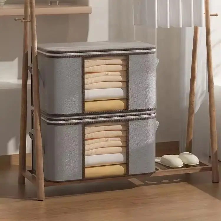 Moistureproof Clothes Storage Bag Large Quilt Blanket Organizer Box Portable Wardrobe Garment Packing Pouch with Visible Window Vue