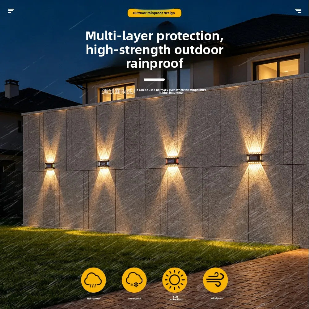 1-5PCS Waterproof Solar Wall Light Outdoor LED Warm White Wash Lighting for Fence Balcony Patio Yard Ambiance Landscape Decor Vue