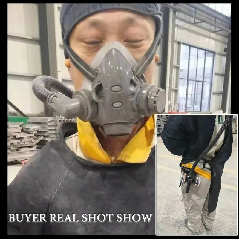 Electric Rechargeable Half Face Dust Gas Mask Portable Auxiliary Air Supply Respirator For Spraying Painting Polish Work Safety Vue