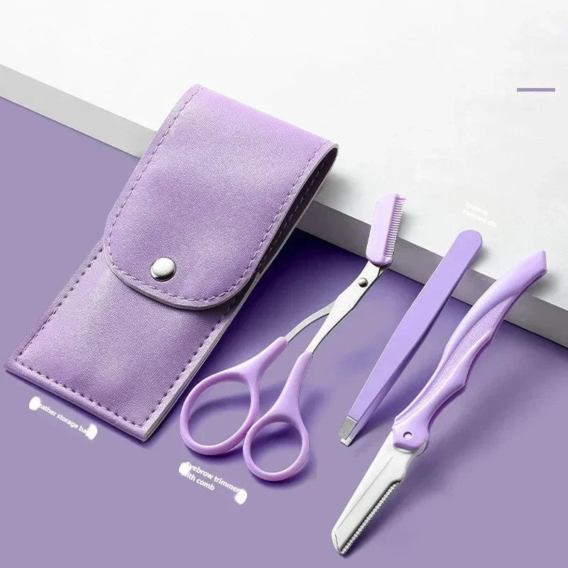3Pcs Comb Tools Eyebrow Portable Scissors with Private Label Set Makeup Eyebrow Trimming Set Eyebrow Razor makeup tools Vue