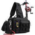 Spot Multifunctional Casual Luya BagChest Bag Waist Bag Outdoor Shoulder Crossbody Bag Fishing Rod BagEquipment Fishing Bag Back Vue black