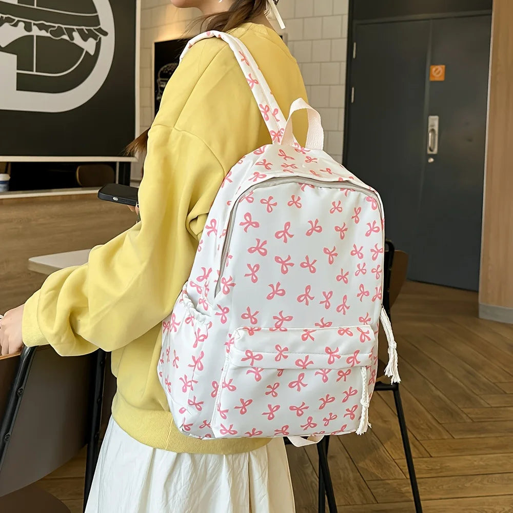 Cute Bowknot Rucksack for Teen Girls College School Travel Commute Casual Lightweight Stylish Sports Backpack Vue
