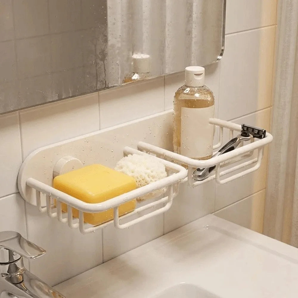 Space-Saver Self Adhesive Wall Mounted Soap Rack Rustproof Detachable Soap Storage Rack No Drill Soap Basket Shower Storage Vue