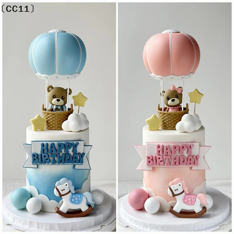 Blue Pink Air Balloon Cake Topper Gender Reveal Party Decoration Kids