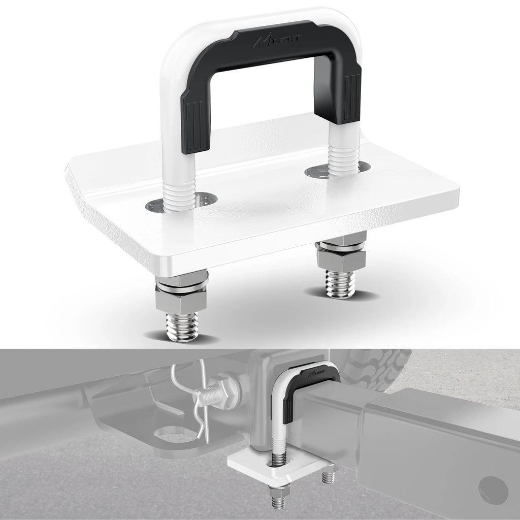 Nilight Trailer Hitch Tightener for 2 Inch Trailers Hitches Mount Anti Rattle Heavy Duty Steel with Rubber Cover White U Bolt Glossy Coating Plate Electrophoresis Anti-Rust Triple Protective Vue