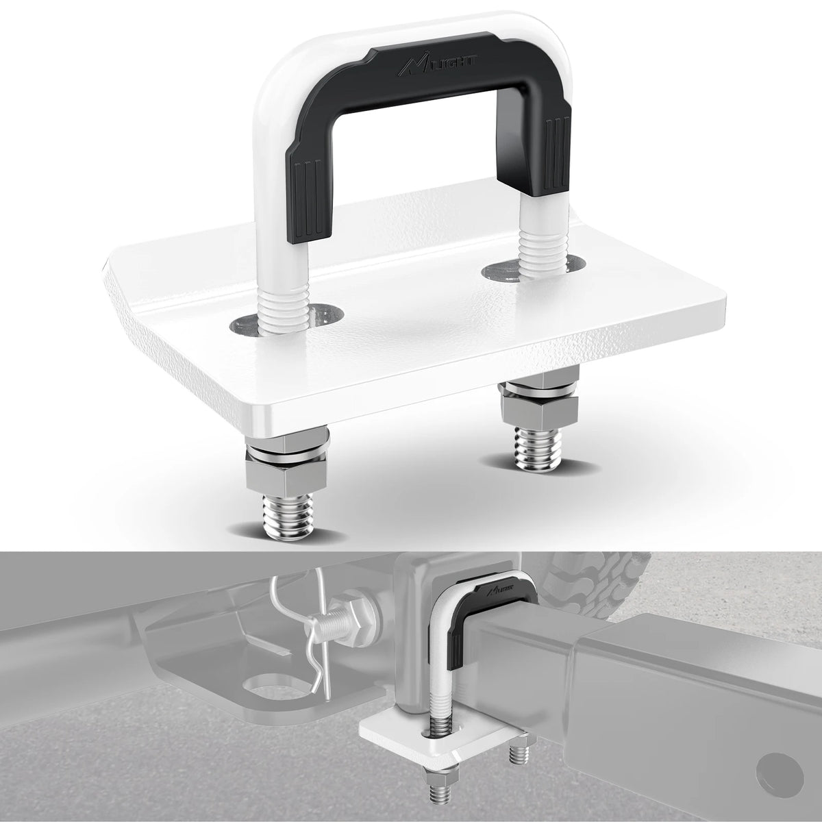 Nilight Trailer Hitch Tightener for 2 Inch Trailers Hitches Mount Anti Rattle Heavy Duty Steel with Rubber Cover White U Bolt Glossy Coating Plate Electrophoresis Anti-Rust Triple Protective Vue