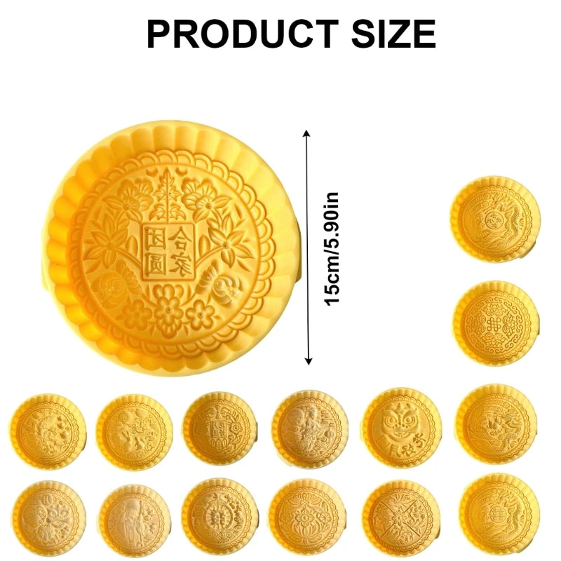 2-Piece Traditional Mooncake & Pastry Hand Press Mold Set Pastry Mold Set Vue