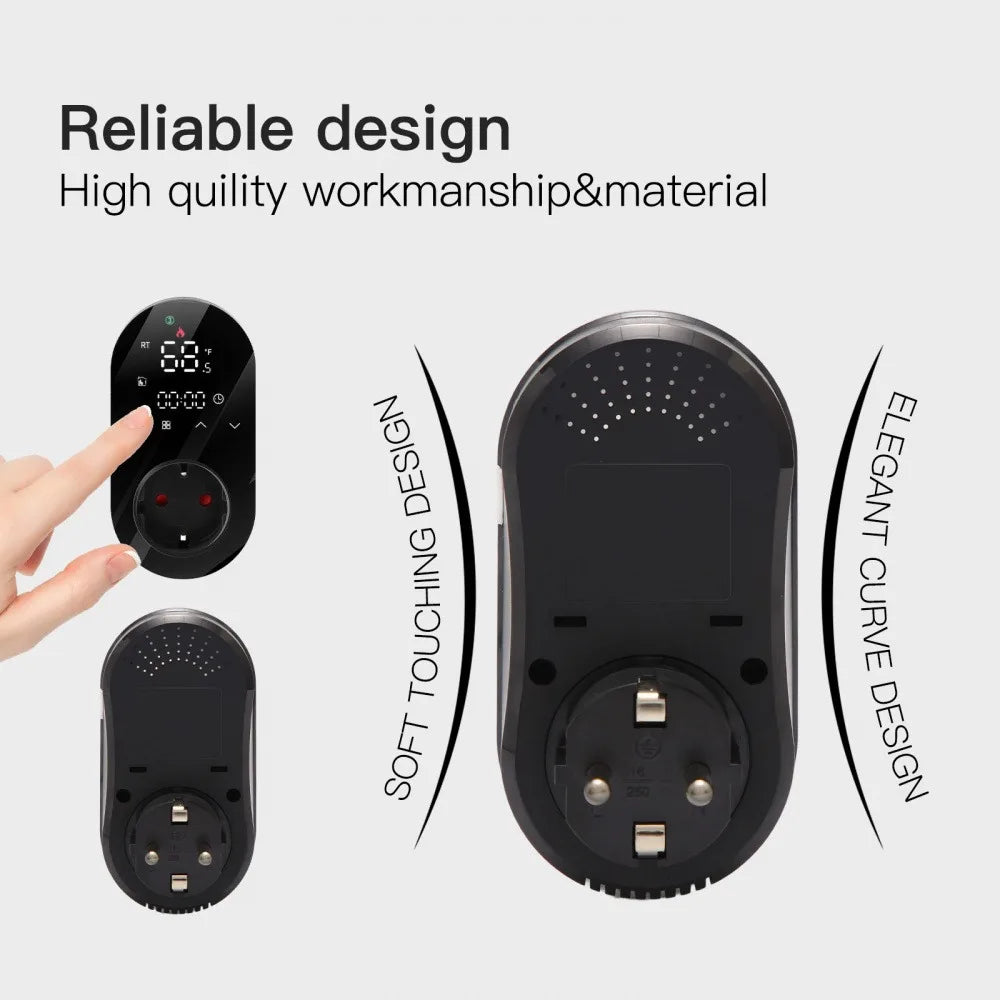 Tuya Smart WiFi LED Thermostat EU Plug Timer Outlet Heating and Cooling Mode 16A APP Remote Control Work with Alexa Google Home Vue