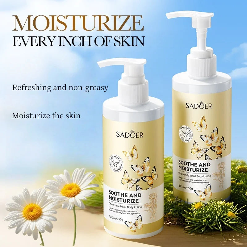 250g Chamomile Moisturizing Body Lotion, Containing Centella Asiatica Extract and Chrysanthemum Extract, Has a Refreshing and Moisturizing Texture, Is Easily Absorbed Without Being Sticky, and Can Deeply Penetrate the Skin to Vue