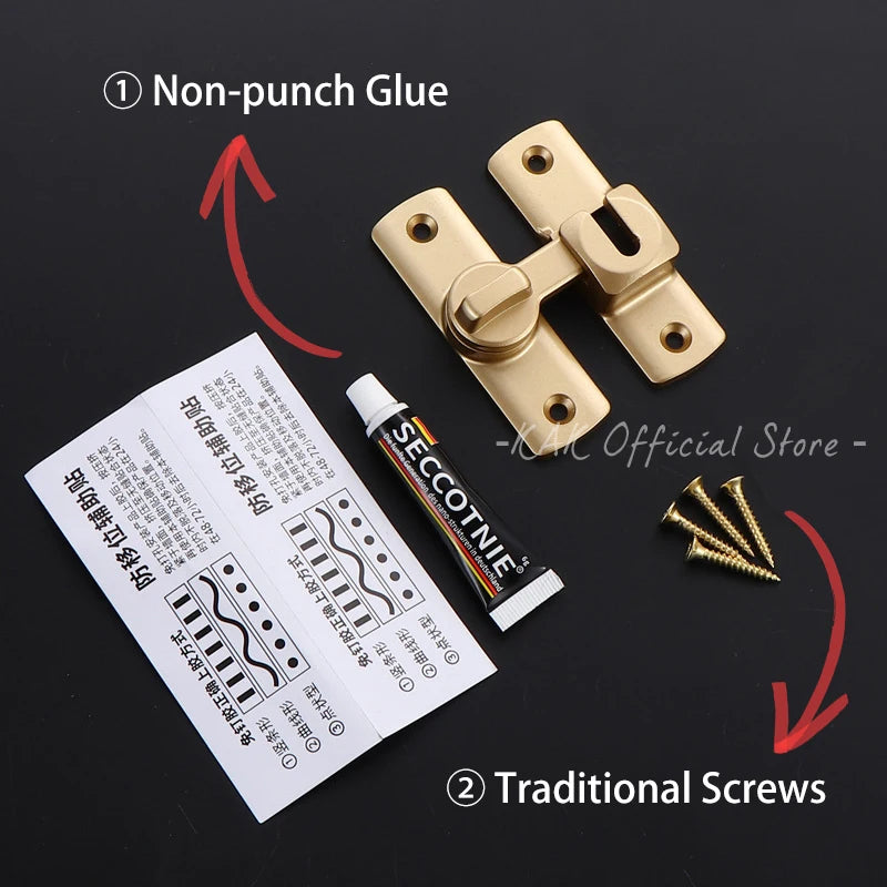 90/180 Degree Flip Door Lock,2-in-1 Security Door Latch Non-punch,Sliding Door Bolt,Barn Door Latches,Anti-theft Buckle Hardware Vue