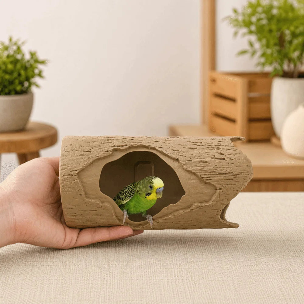 Multi-functional Simulation Stump Bird Nest Hanging Plastic Parrot Nest Ventilation Decorative Hamster Hideout Budgerigar Vue