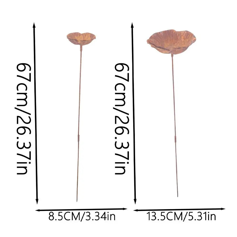 Flower Shape Metal Bird Bath Iron Art Rusted Vintage Bird Water Dispenser Ground Insert Handcrafted Garden Birdbath Vue