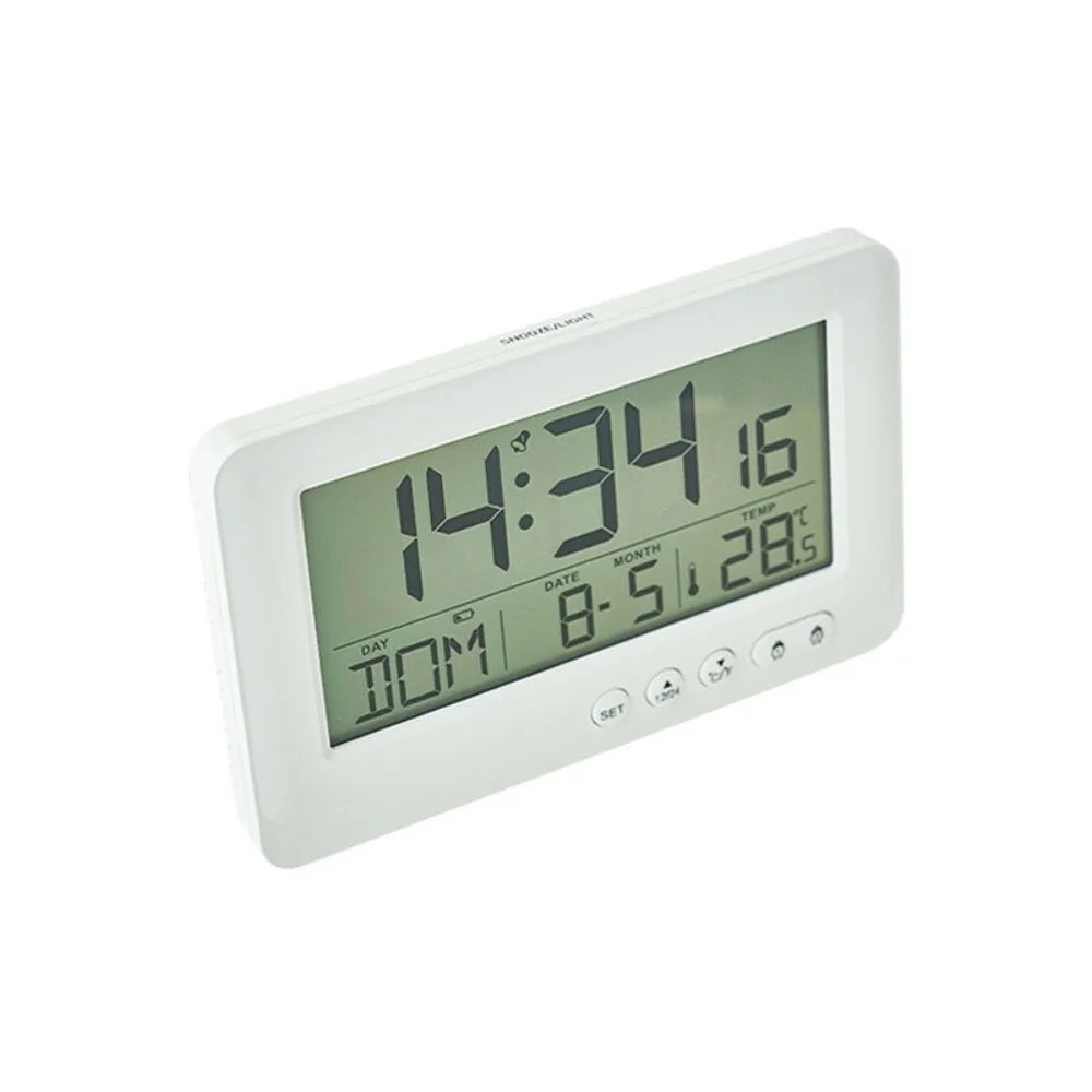 Time/Date/Week/Temperature Electronic Alarm Clock LCD Display Soft Lighting Digital Alarm Clock Plastic 12/24 Hours Vue White
